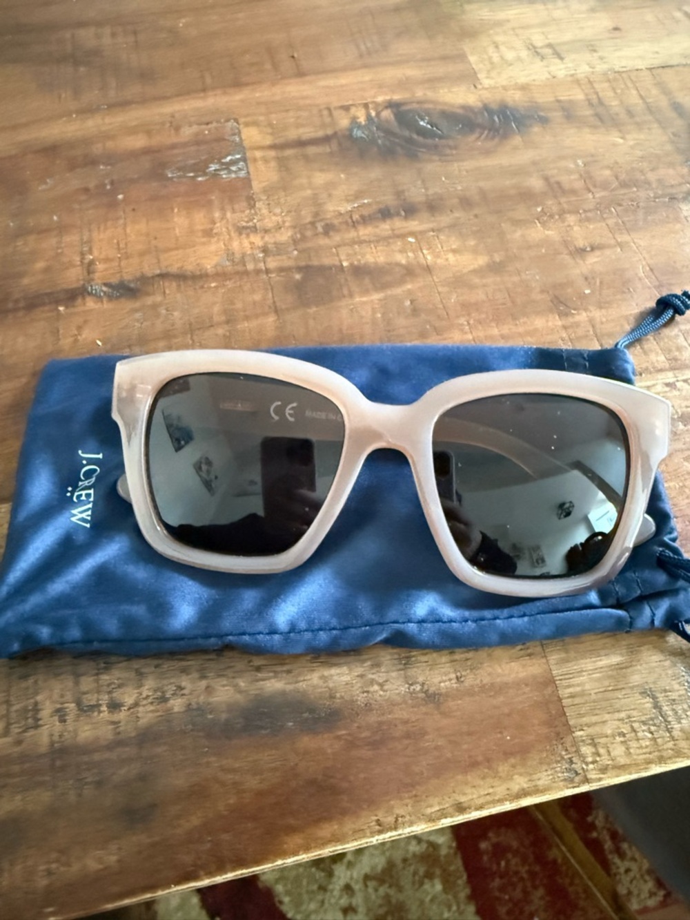 J. Crew Translucent Blush Sunglasses with Gold Logo